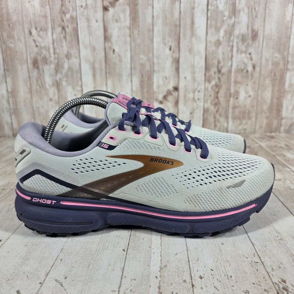 Brooks Ghost 15 Womens Running Shoes 9 Wide Oyster India Ink Pink 1203801D492